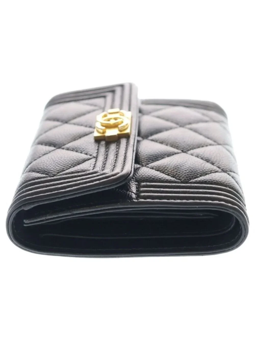 Chanel Boy Compact Wallet Caviar Leather Black